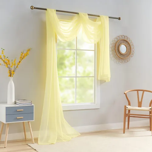 Vista 16 de Luvyohmee Cenefa de bufanda transparente negra para ventanas, cortina de 144 pulgadas, cenefas de ventana de tela para drapear, toldo de cama, 52