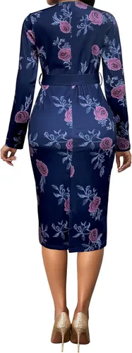 Vista 5 de Xinlees Vestidos elegantes para mujer, sexy, ajustado, manga larga, vestidos de negocios