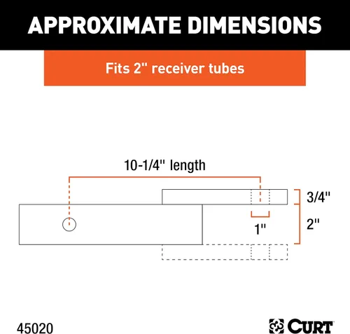 Vista 3 de CURT 45020 - Soporte de bola de enganche de remolque clase 3, se adapta a receptor de 2 pulgadas, 7,500 libras, orificio de 1 pulgada, caída de 2