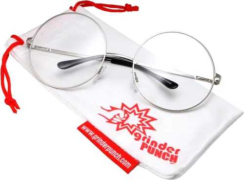 Vista 2 de grinderPUNCH - Non-Prescription Round Circle Frame Clear Lens Glasses