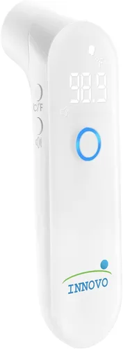 Vista 8 de Innovo Termómetro digital infrarrojo reutilizable iE100B, serie profesional, con detección de alerta de fiebre y 20 sondas desechables