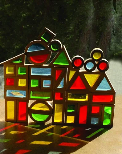 Vista 5 de Agirlgle Juego de bloques de construcción de madera para niños, 24 piezas, apilador de arco iris, juego de juguetes de construcción, juguetes