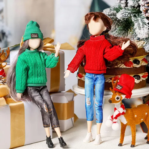 Vista 4 de Bencailor 6 piezas de ropa de muñeca, accesorios para muñeca, incluyen suéter, pantalones, zapatos, sombrero para regalo de cumpleaños