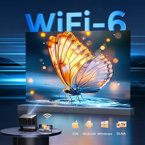 Vista 6 de GooDee Proyector de video con WiFi y Bluetooth, proyector portátil inteligente compatible con Netflix/Dolby Audio/Auto Focus y Keystone