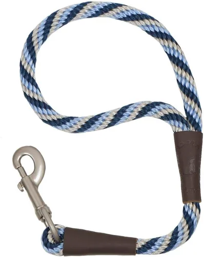 Vista 4 de Mendota Pet Correa de tráfico – Correa corta para perro – Fabricada en los Estados Unidos – Azul Night Viz, 1/2 pulgadas x 16 pulgadas