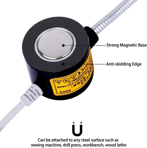 Vista 5 de Luz para Máquina de Coser, Lámpara de Trabajo Magnética LED, 30 LED, 6W, Multifuncional, Cuello de Ganso Flexible, Lámpara de Costura con Base