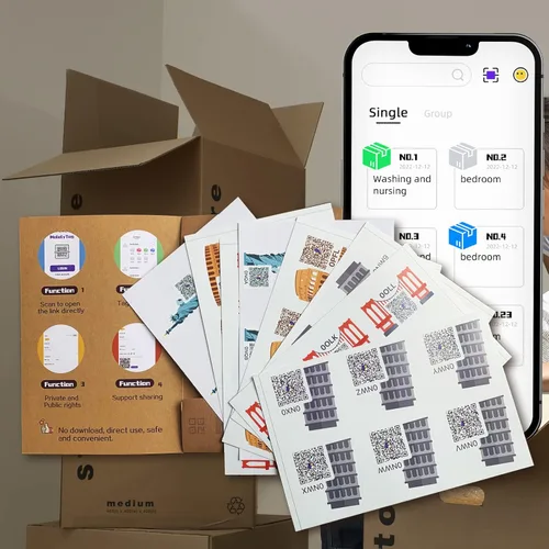 World Landmarks - Etiquetas de código QR para organización de almacenamiento, mudanzas, paquete de 48, no requiere aplicación, sin tarifas de