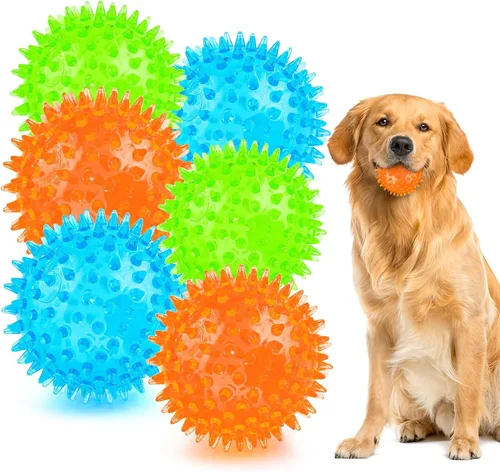 Vista 8 de Pelota interactiva con 2 funciones diferentes para perros de 2.5 pulgadas, bolas chirriantes para perros, juguetes y dentición de cachorros, bolas