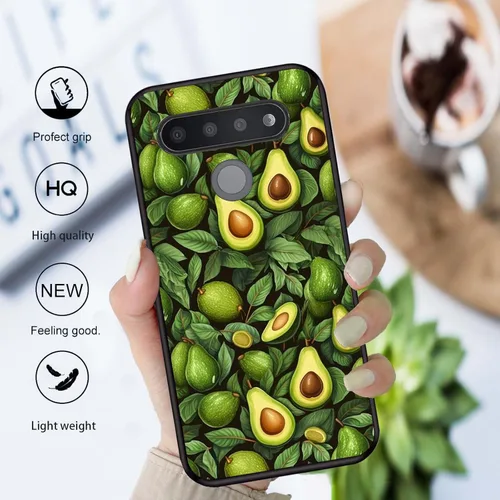 Vista 5 de Funda protectora duradera para LG Stylo 6 para LG Stylo 6 2020 6.8 pulgadas, diseño de hojas de aguacate