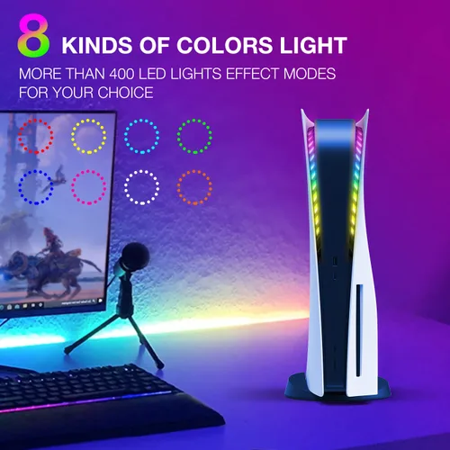 Vista 3 de JUSPRO PS5 LED Light Strip, RGB Ring LED Lights Kit Accessories Compatible with PS5 Slim Console Digital Edition & Regular Edition