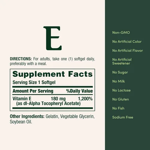 Vista 5 de Nature's Bounty Píldoras de vitamina E y cápsulas blandas de suplemento, apoya la salud antioxidante, 400iu, 120