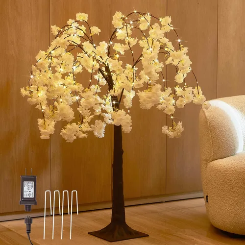 Vista 7 de LITBLOOM Árbol de Gypsophila Iluminado Enchufable de 4 Pies, 90 Luces, Árbol de Planta Artificial con Luces para Decoración Navideña del Hogar