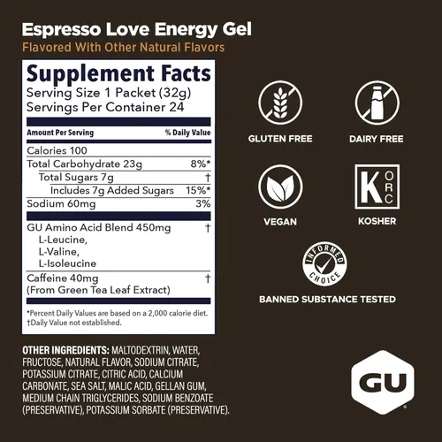 Vista 3 de GU Energy, Geles energéticos originales, Espresso Love - 24