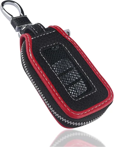 Vista 9 de Funda para Llavero de Coche, Soporte de Llave de Cuero con Ventana de Malla, Keychain Universal, Accesorios de Coche para Mujeres y Hombres