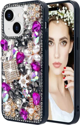 Losin Compatible con iPhone 13 Funda Bling con Diamantes, Carcasa Brillante con Diamantes de Imitación y Cristales para Mujeres y Niñas, Moda