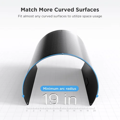 Vista 9 de Panel solar flexible ultrafino de 100 W, 12 V, 11BB 23% panel monocristalino ETFE de alta eficiencia, diseño flexible de 240 ° para generador solar