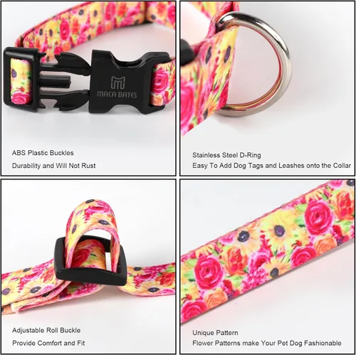 Vista 14 de Maca Bates - Collar de primavera para perro con diseño de flores, para niñas y niños, hembra, macho, para Perros, Chihuahua, Pitbull, regalo