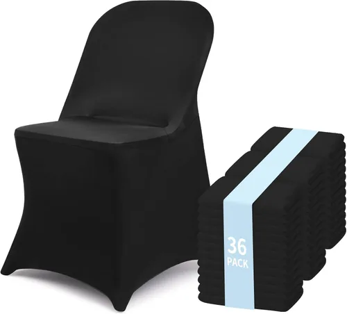 Vista 13 de Fixwal 12 fundas elásticas para sillas plegables de elastano, universales, ajustables, lavables, para comedor, fiesta, boda, banquete y decoración