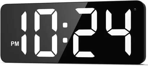 Vista 8 de Reloj de Pared Digital LED con Pantalla Grande, Dígitos Grandes, Brillo Automático, Formato 12/24 Horas, Reloj de Pared Eléctrico Moderno Pequeño