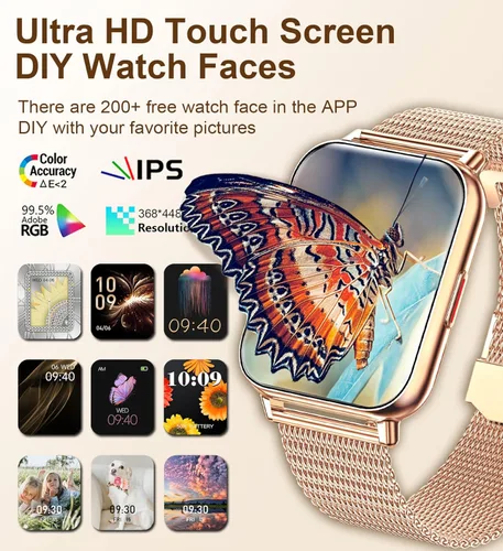 Vista 5 de Iaret Reloj inteligente (respuesta/hacer llamadas), relojes inteligentes de 1.85 pulgadas para mujer con 100 modos deportivos, rastreador