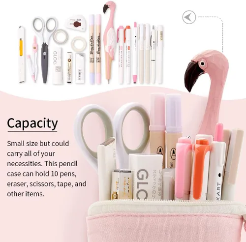 Vista 2 de EASTHILL Estuche para lápices de gran capacidad, bolsa organizadora con gran almacenamiento para Bullet Journal Rosa