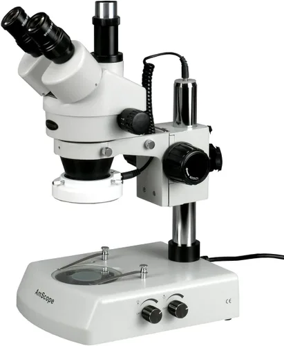Vista 6 de AmScope SM-2TZ Microscopio de zoom estéreo trinocular profesional, ocular WH10x, aumento de 3.5X-90X, objetivo de zoom 0.7X-4.5X, iluminación
