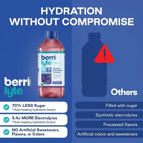 Vista 7 de Berri Lyte - Bebida orgánica con electrolitos, 2 unidades, sabor a bayas