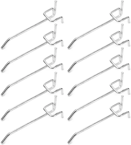 Yinpecly Paquete de 10 ganchos para tablero de clavijas de 4 pulgadas, ganchos de hierro para tablero de clavijas, ganchos de exhibición para