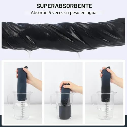 Vista 4 de Toalla de microfibra Rainleaf perfecta para viajes y gimnasio y camping. Secado rápido - Super absorbente - Ultra compacta - Liviana. Adecuada