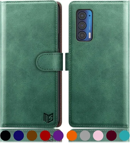 Vista 13 de SUANPOT Funda tipo cartera para Motorola Moto Edge 5G UW/Edge 2021 (bloqueo RFID). Soporte para tarjetas de crédito, funda de piel sintética
