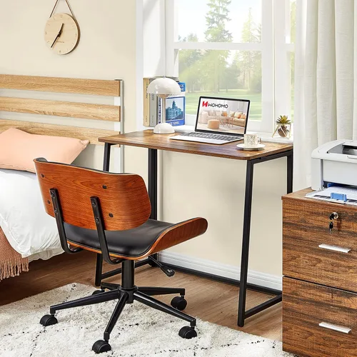 Vista 66 de WOHOMO Escritorio plegable de mármol sintético blanco, escritorio pequeño de 31.5 pulgadas para espacios pequeños con patas doradas, escritorio
