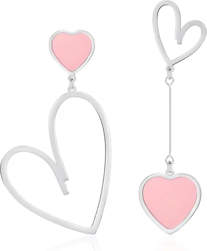 Vista 20 de Linawe Mismatched Heart Dangle Earrings for Women Trendy