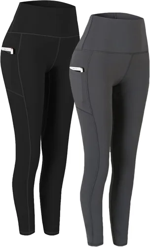 Fengbay - Pantalones de yoga de cintura alta con bolsillo con tela elástica en 4 direcciones ideales para control de abdomen y para entrenamiento
