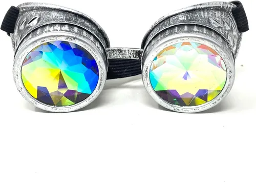 Vista 11 de Mad Scientist Time Traveler Steampunk - Gafas de disfraz de Halloween para mujeres y hombres Espiga de oro
