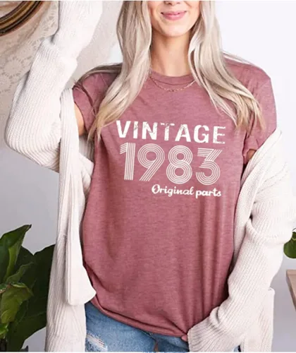 Vista 2 de Camisas vintage de 1983 para mujer, regalos de cumpleaños número 40, camisetas de regalo de cumpleaños de 1983, ideas de ideas retro para fiesta