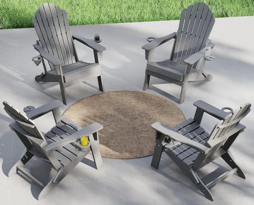 Vista 24 de Plawdlik 2026 Upgraded Oversized Folding Adirondack Chair, 380 lbs Heavy Duty Fire Pit Chair with 37.8" Extra High Back & Dual Cup Holders
