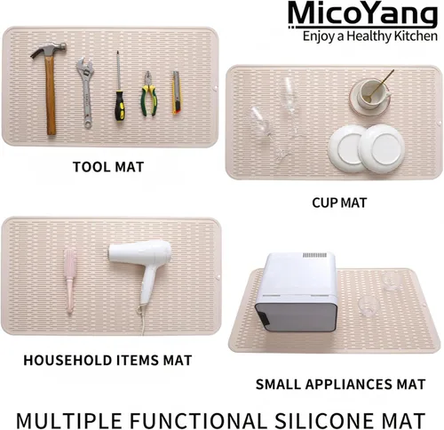 Vista 880 de MicoYang Alfombrilla de Silicona para Secar Platos de Múltiples Usos, Fácil de Limpiar, Ecológica, Alfombrilla de Silicona Resistente al Calor