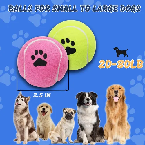 Vista 3 de INSUM Pelotas de tenis a granel para perros, paquete de 12 pelotas de caza fáciles de atrapar (no chirriantes, multicolor)