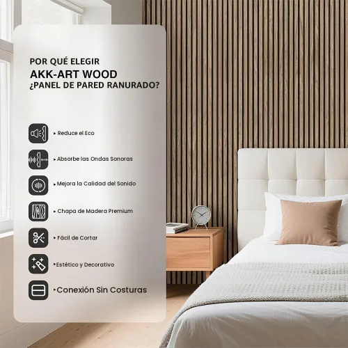 Vista 5 de Paneles de madera para pared, panel de listones de madera insonorizado y acústico para decoración interior, paneles absorbentes de sonido