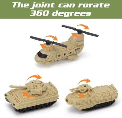 Vista 5 de XDUOYJOY Juguetes de Avión de Combate Militar, Juguetes de Avión del Ejército con 7 Vehículos Camiones Helicóptero Hombres del Ejército, Decorar