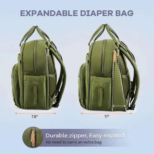 Vista 2 de RUVALINO Mochila para Pañales - Bolsa de Bebé Expandible con hasta 50% Más de Capacidad - Bolsa de Artículos Esenciales para Bebé con Cambiador