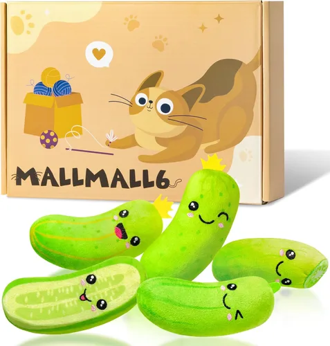 Vista 7 de MALLMALL6 Juguetes de Pepinillo y Hierba Gatera para Gatos - 5 Piezas Juguetes Interactivos de Pepinillo y Catmint para Gatos