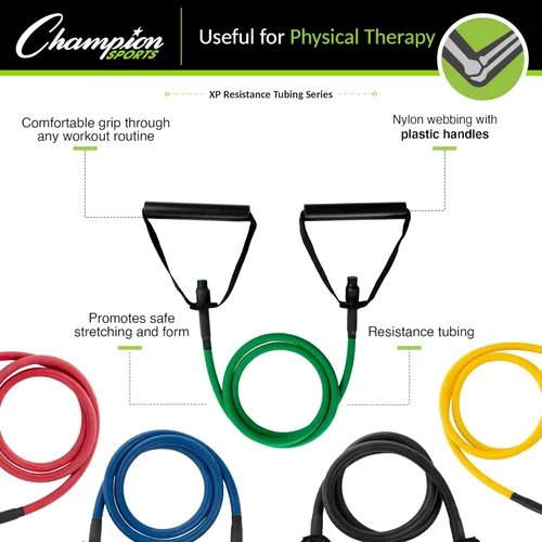 Vista 4 de Champion Sports XP Resistance Tube Bands for Men and Women