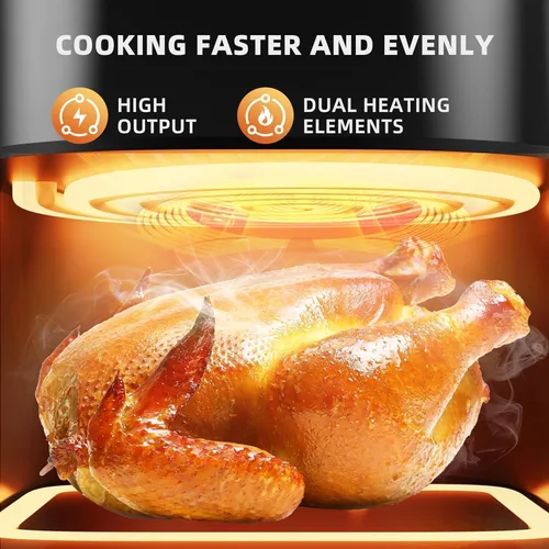 Vista 6 de Freidora de aire, freidoras de aire de 6 cuartos de galón con pantalla táctil de vidrio, ventanas transparentes, horno freidora de aire inoxidable