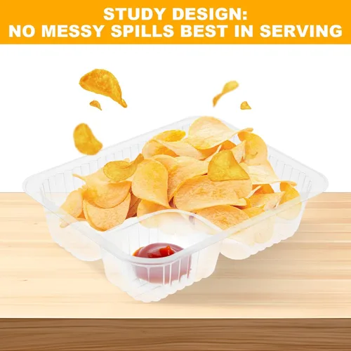 Vista 5 de Paquete de 200 bandejas de plástico desechables para nachos y queso, suministros de soporte de concesión, aperitivos de noche de cine para niños