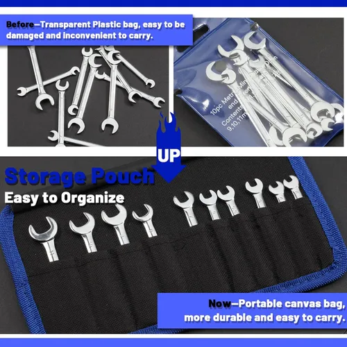 Vista 3 de SPEEDWOX Juego Mini de Llaves de Doble Extremo Abierto Métricas 4mm-11mm 10 piezas Llave de Cabeza Angular Super Fina con Bolsa de Almacenamiento