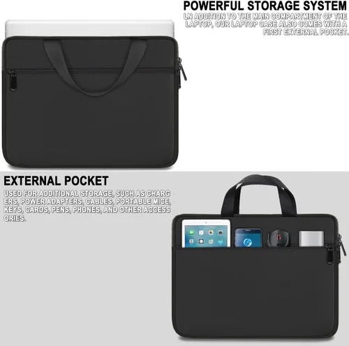 Vista 3 de Bolsa para laptop de 15.6 pulgadas, maletín duradero, funda protectora para computadora con bolsillo frontal, resistente al agua, compatible con HP