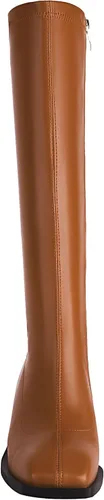 Vista 2 de vivianly Botas altas hasta la rodilla para mujer, tacón grueso, punta cuadrada, con cremallera, botas largas