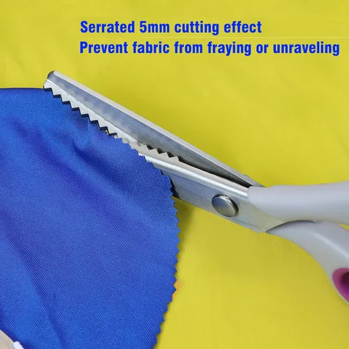 Vista 5 de Tijeras Dentadas para Corte de Tela con Agarre Suave para Diestros y Zurdos 9.2 pulgadas (Dentadas 5mm)
