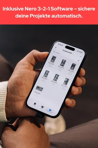 Vista 8 de Verbatim Snapback SSD UltraSlim 1TB, Magsafe, External Hard Drive, Supports Apple ProRes 4K, USB 3.2 Gen 2x2, up to 2050MB/s Read/Write, External